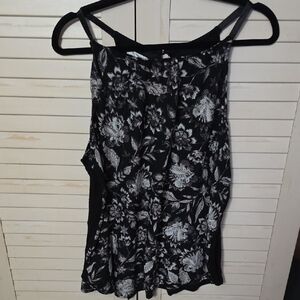 Maurices Black and White Floral Tank Top